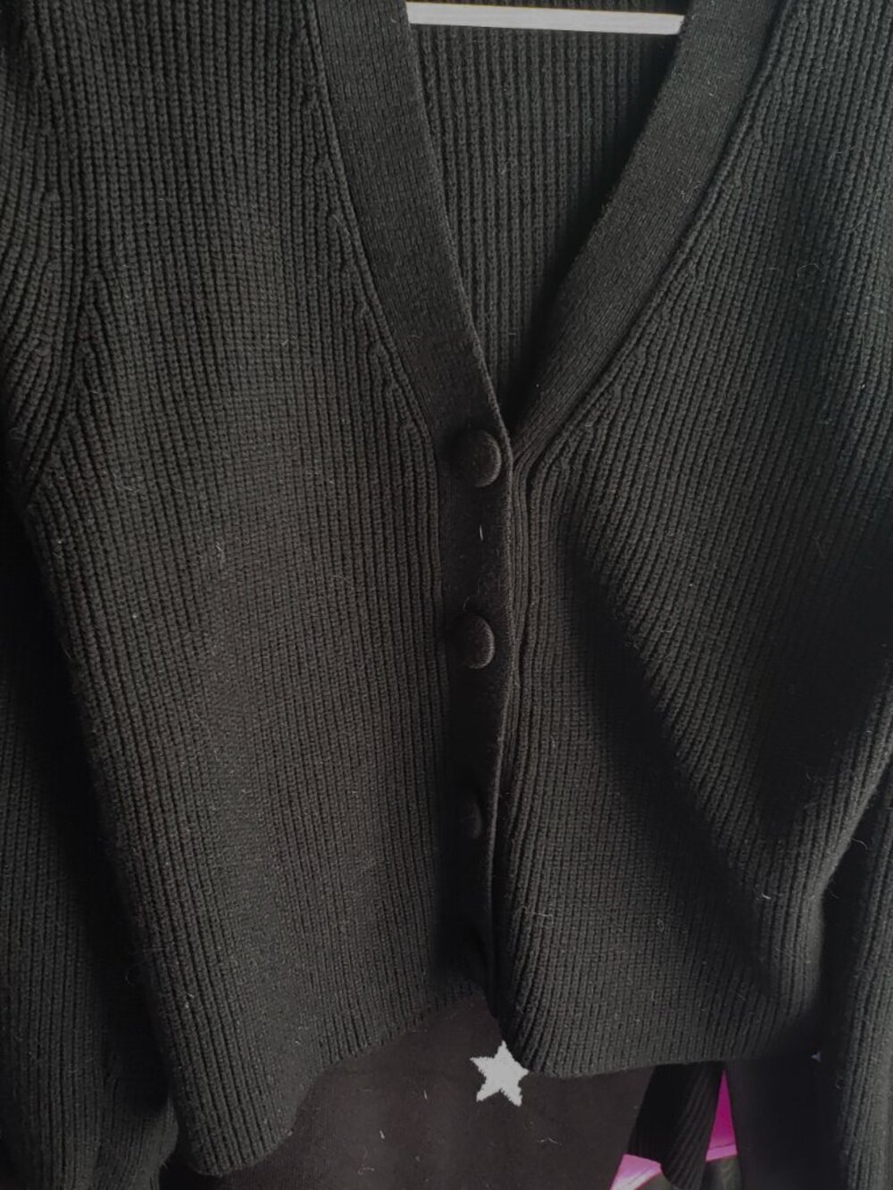 Philosophy Covered Button Black Cardigan Size Medium